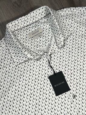 NWT BUGATCHI 8-Way Stretch Button Shirt Guitar Print Ultra Comfort Men’s 3XL